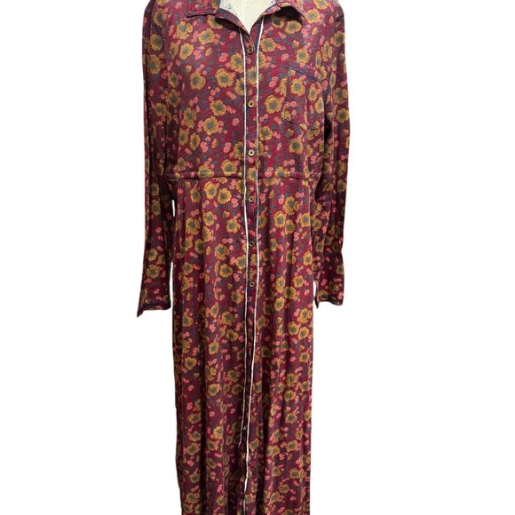 Natural Life Christa Midi Dress Floral Cranberry Cotton Boho NWT XL - Picture 10 of 10